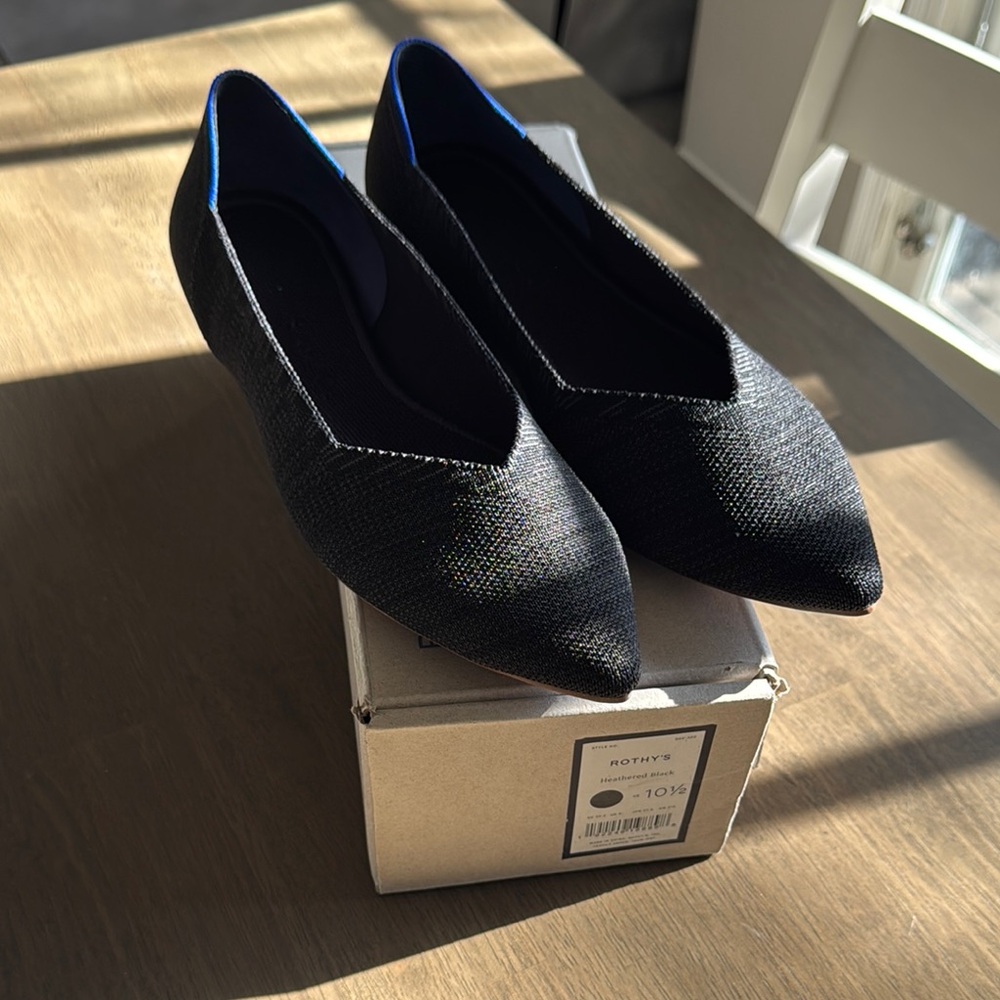 Rothy’s Heathered Black “The Point” Flats - 10 1/2